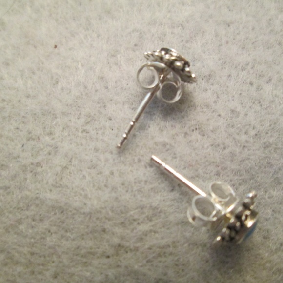Dainty 925 Sterling Turquoise Stud Earrings,Native American,Southwestern studs - Picture 4 of 5